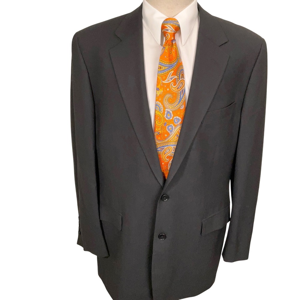 Brooks Brothers 346 Blazer Mens 43LG Black Luxury Designer Preppy Stretch Wool